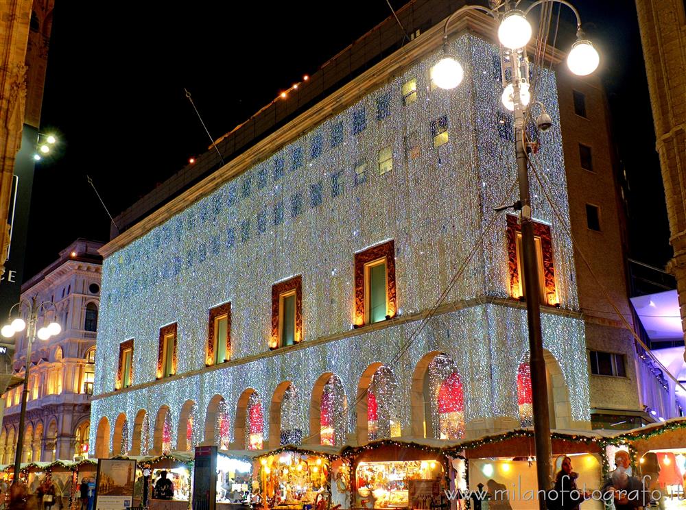 Milan (Italy) - Rinascente store covered with Christmas lights